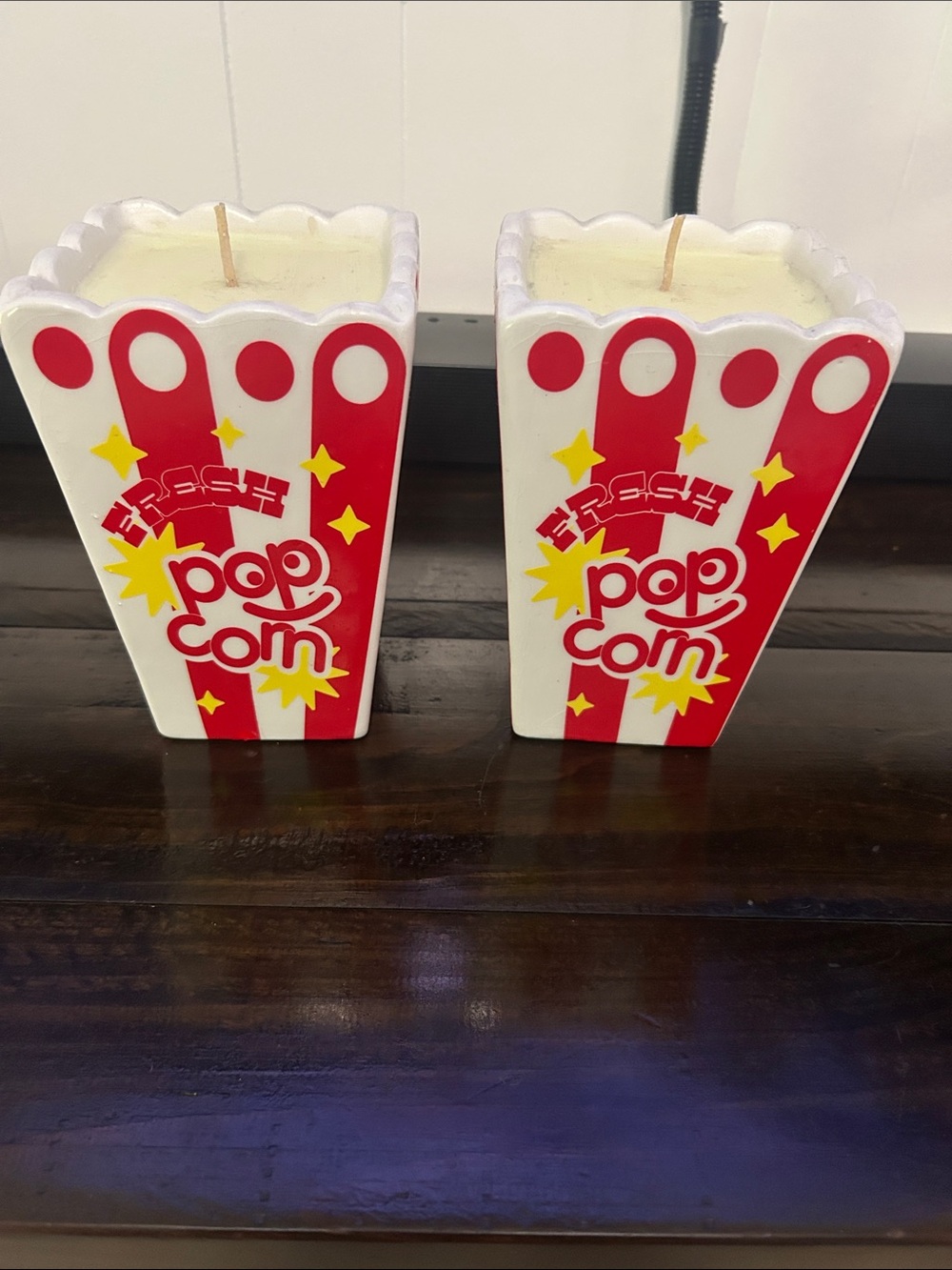 Popcorn-Themed Candle Pair